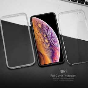 Луксозен ултра тънък Поли-Карбонов комплект предна и задна част със силиконова ТПУ рамка 360° Body Guard за Apple iPhone XS MAX кристално прозрачен